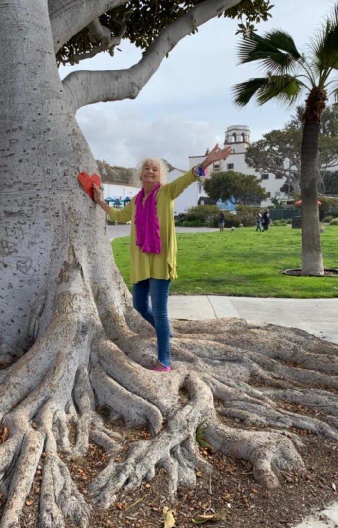 Beth protects trees with hearts