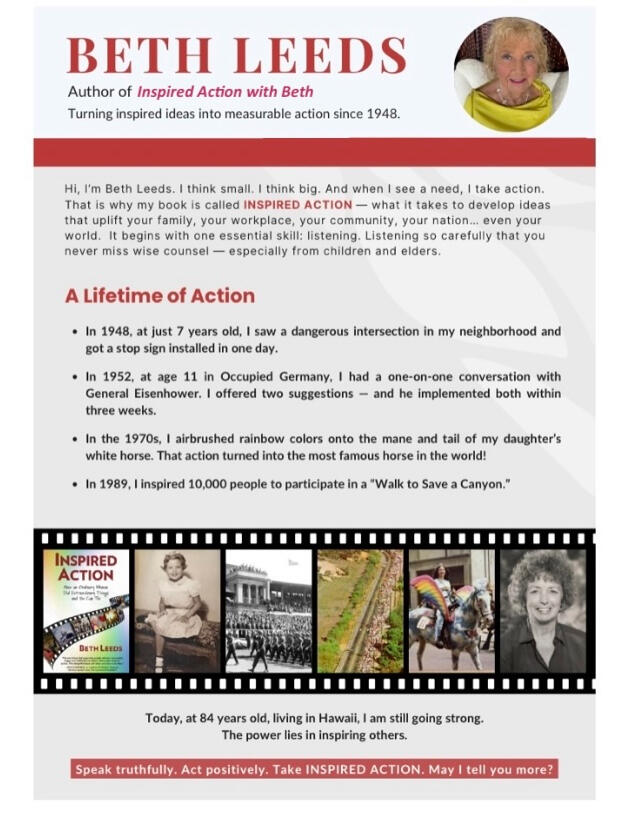 Inspired Action with Beth: How An Ordinary Woman Did Extraordinary Things And You Can Too! book by Beth Leeds Inspired Action with Beth: How An Ordinary Woman Did Extraordinary Things And You Can Too! book by Beth Leeds